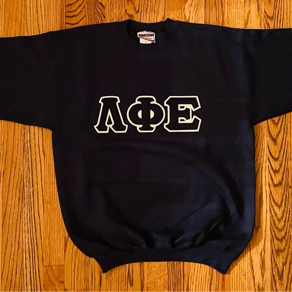 Lambda Phi Epsilon Fraternity Unisex Navy Crewneck Sweatshirt - Picture 4 of 5